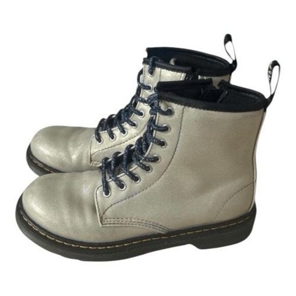 Dr. Martens 1460 J Youth Boots Beige Iridescent Combat US 3 Patent Leather - Picture 9 of 10